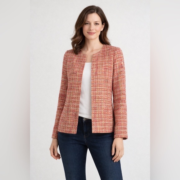 Talbots Jackets & Blazers - Talbots Women’s Tweed Blazer Jacket Orange Yellow Textured Career Work Size 10